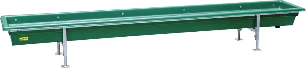 Feeding trough, made of plastic, with height-adjustable frame, 3 m