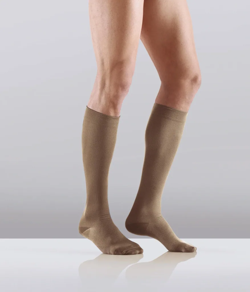 Travel support stockings, microfiber, 1 pair, size L (41-43), almond