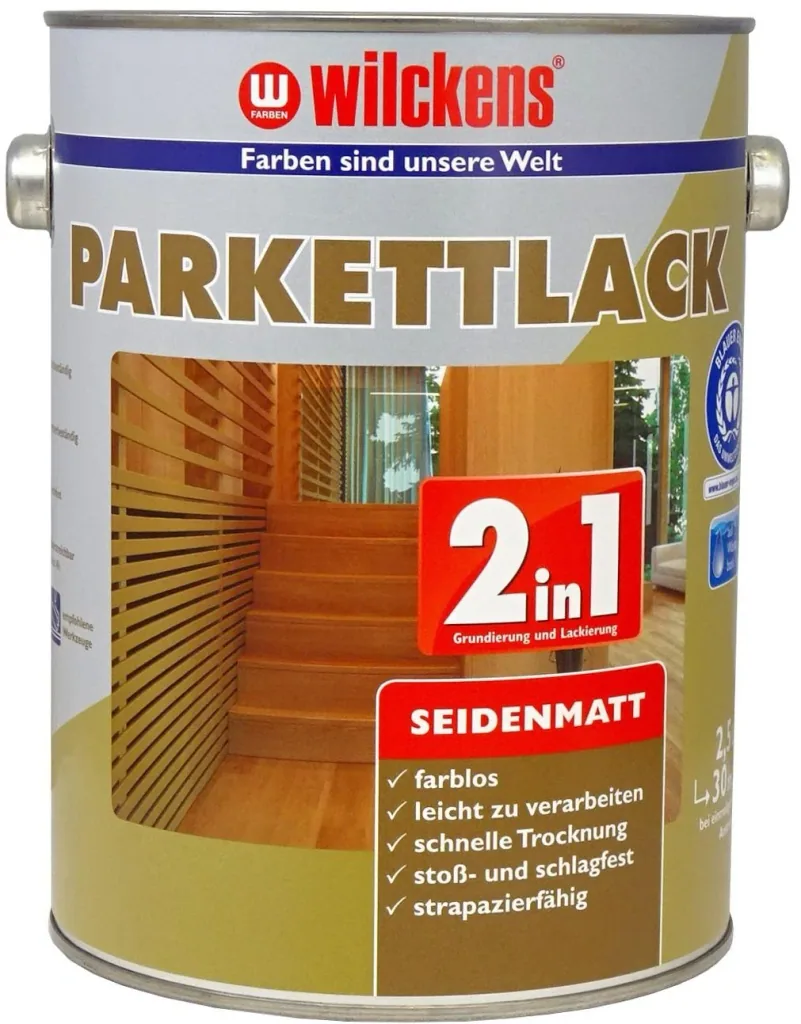 Parquet varnish 2-in-1 satin matt colorless, 2500 ml
