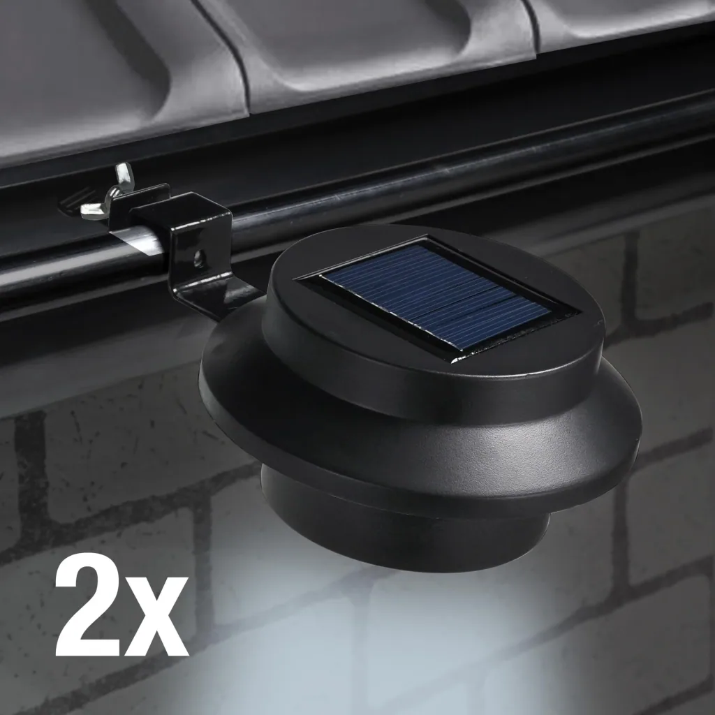 LED solar gutter lights, set of 2, black