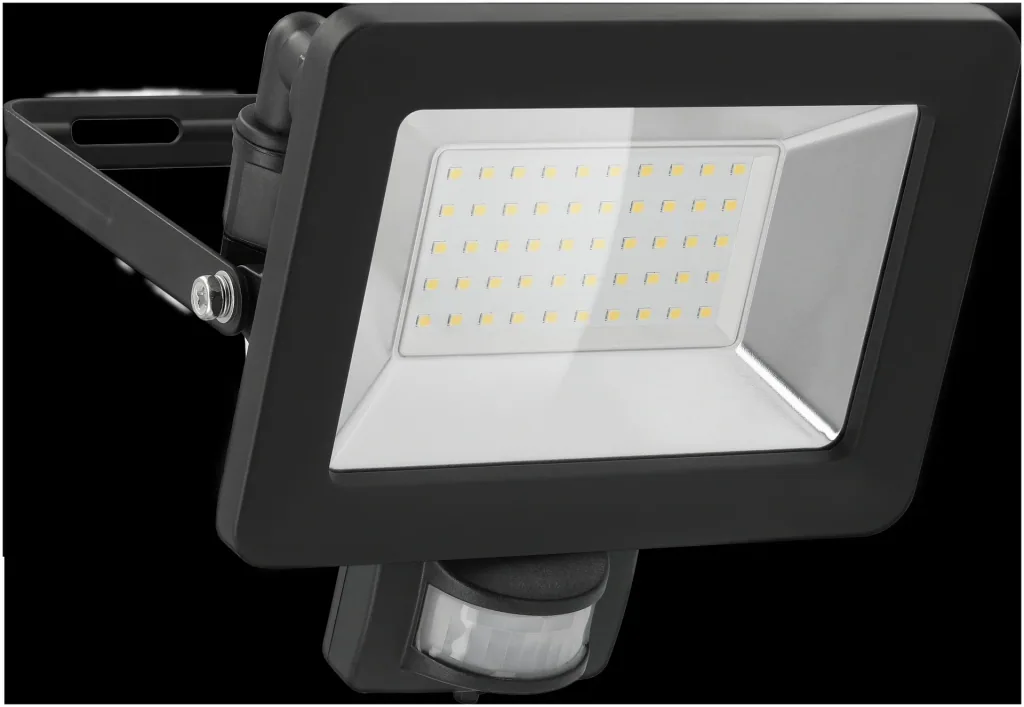 LED outdoor spotlight with motion detector, black, 50W - 4250lm