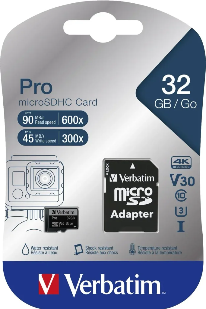 32 GB microSDHC memory card with SD card adapter, U3, UHS-I