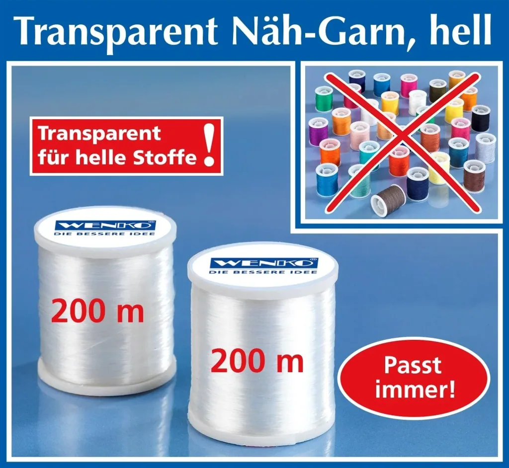 Nähgarn transparent hell 2er Set