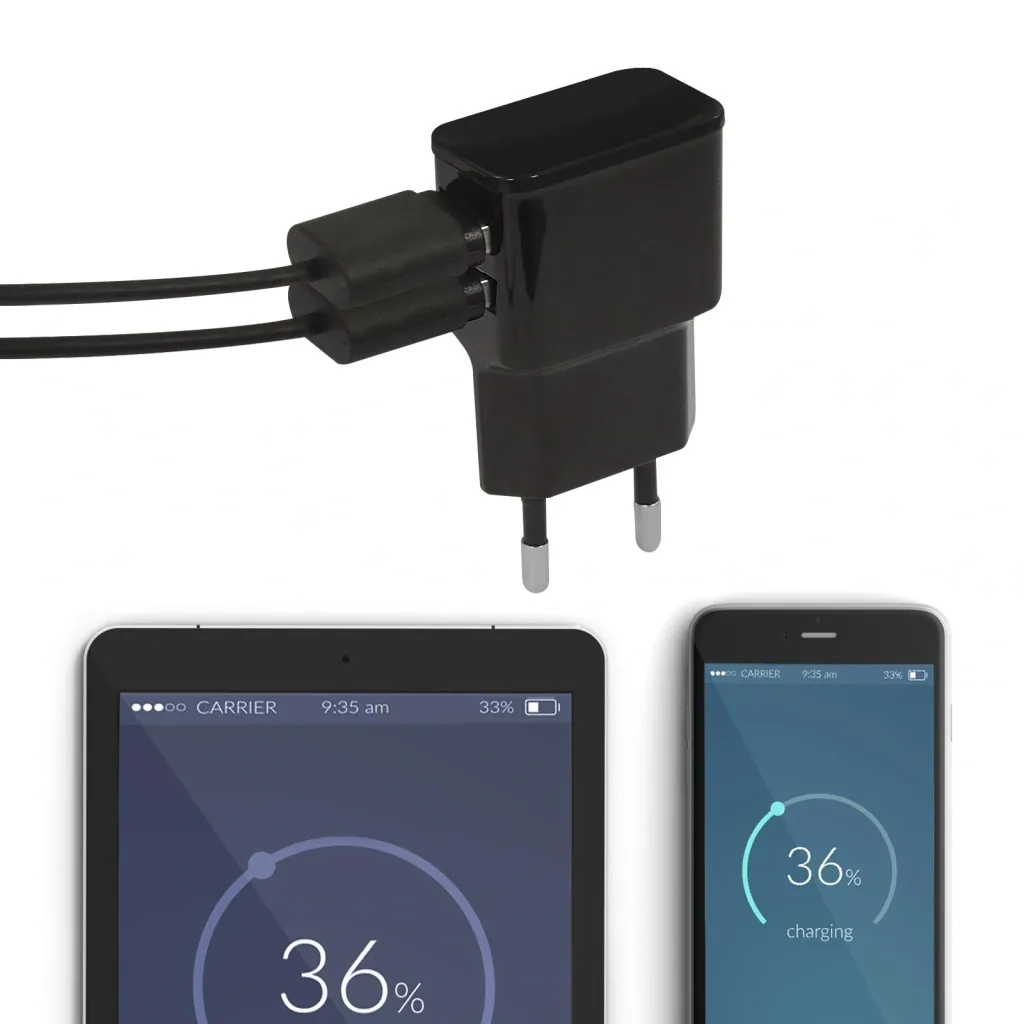 USB charging adapter with 2 USB ports