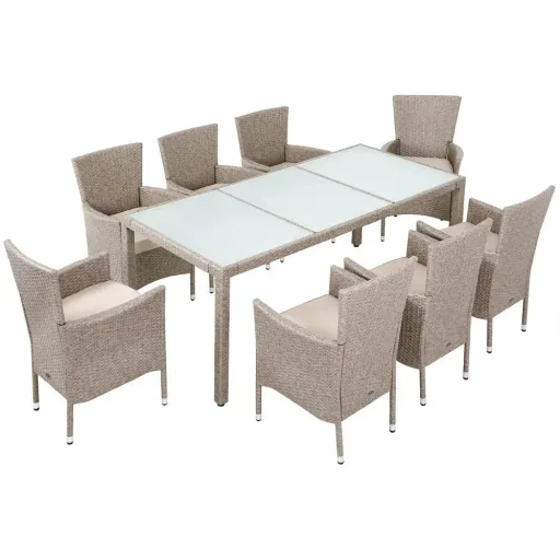 Garden set polyrattan set 17 stackable Bali beige