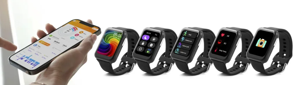 Smartwatch with monitoring of body temperature, heart rate and sleep activity