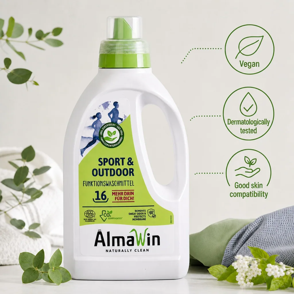 ALMAWIN Sport + Outdoor liquid laundry detergent, 750 ml, for approx. 16 washes