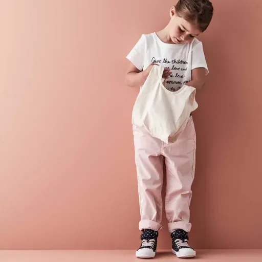 Kids concept wood food with fabric bag