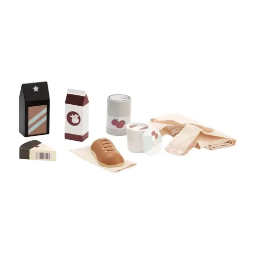 Kids concept wood food with fabric bag