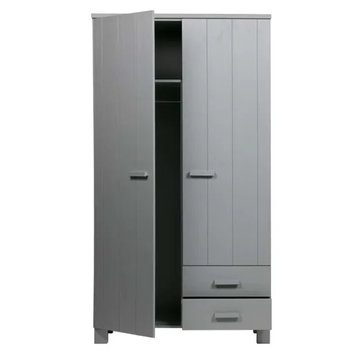 Wood 2 door cupboard drawer Dennis concrete gray