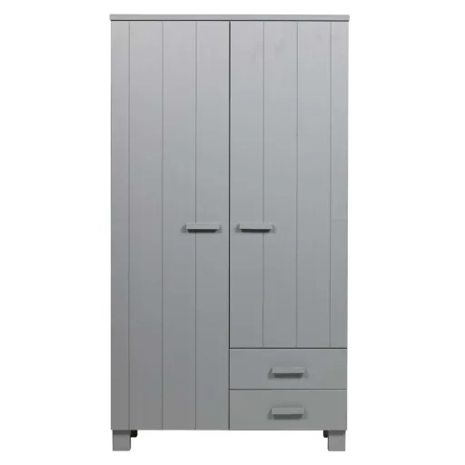Wood 2 door cupboard drawer Dennis concrete gray