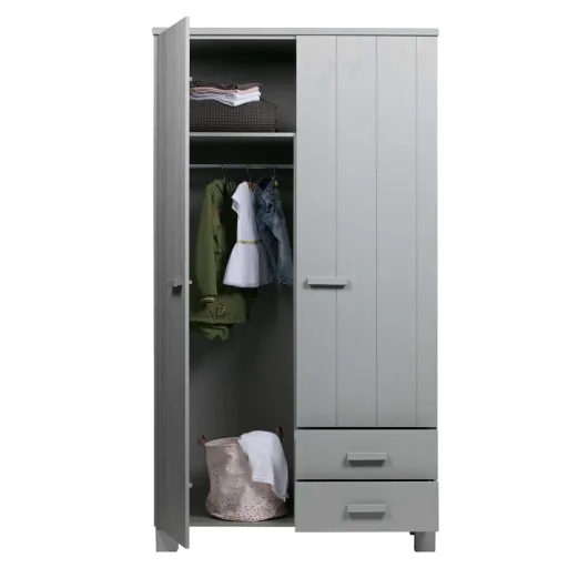 Wood 2 door cupboard drawer Dennis concrete gray