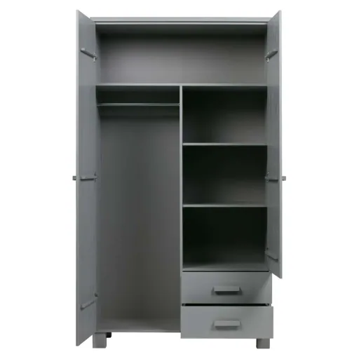 Wood 2 door cupboard drawer Dennis concrete gray