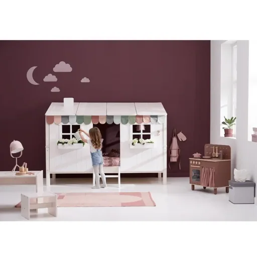 Flexa single bed house white brown