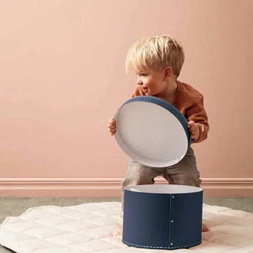Kids Concept 2 Set round cardboard box dark blue