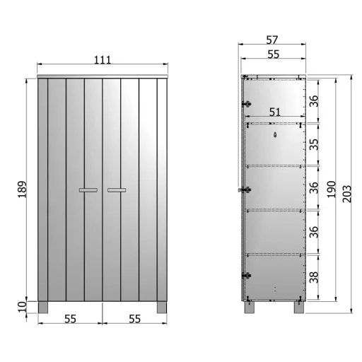 Wood 2 door cabinet Dennis steel gray