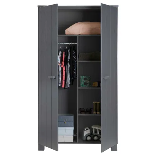 Wood 2 door cabinet Dennis steel gray