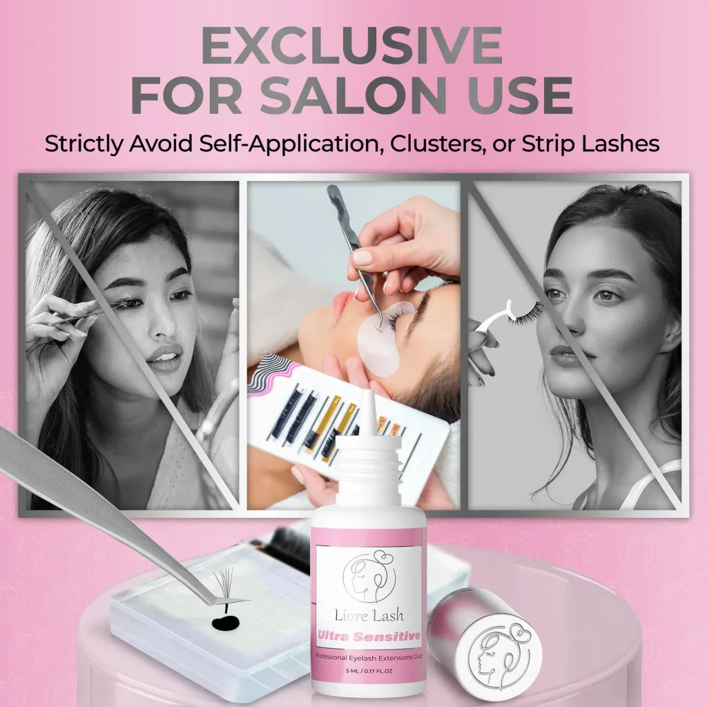 Ultra Sensitive Eyelash Adhesive Liore Lash – Strong Hold Lash Glue, 3–4 Weeks Retention, Glue for Eyelash Extensions (Dark Brown)