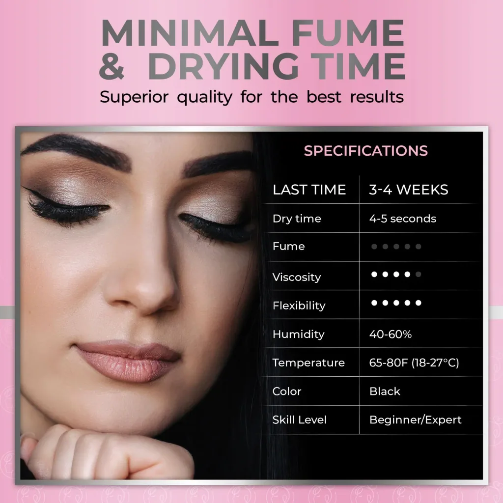 Ultra Sensitive Eyelash Adhesive Liore Lash – Strong Hold Lash Glue, 3–4 Weeks Retention, Glue for Eyelash Extensions (Dark Brown)