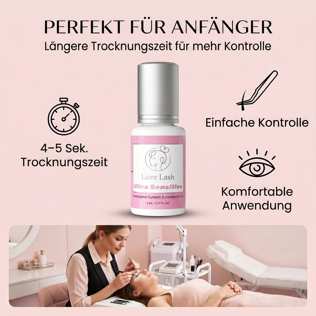 Ultra Sensitive Eyelash Adhesive Liore Lash – Strong Hold Lash Glue, 3–4 Weeks Retention, Glue for Eyelash Extensions (Dark Brown)