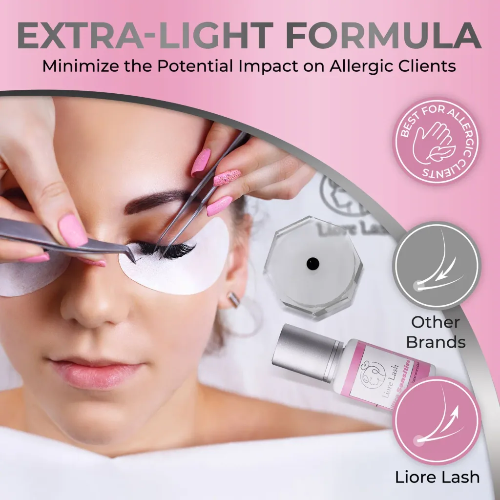 Ultra Sensitive Eyelash Adhesive Liore Lash – Strong Hold Lash Glue, 3–4 Weeks Retention, Glue for Eyelash Extensions (Dark Brown)