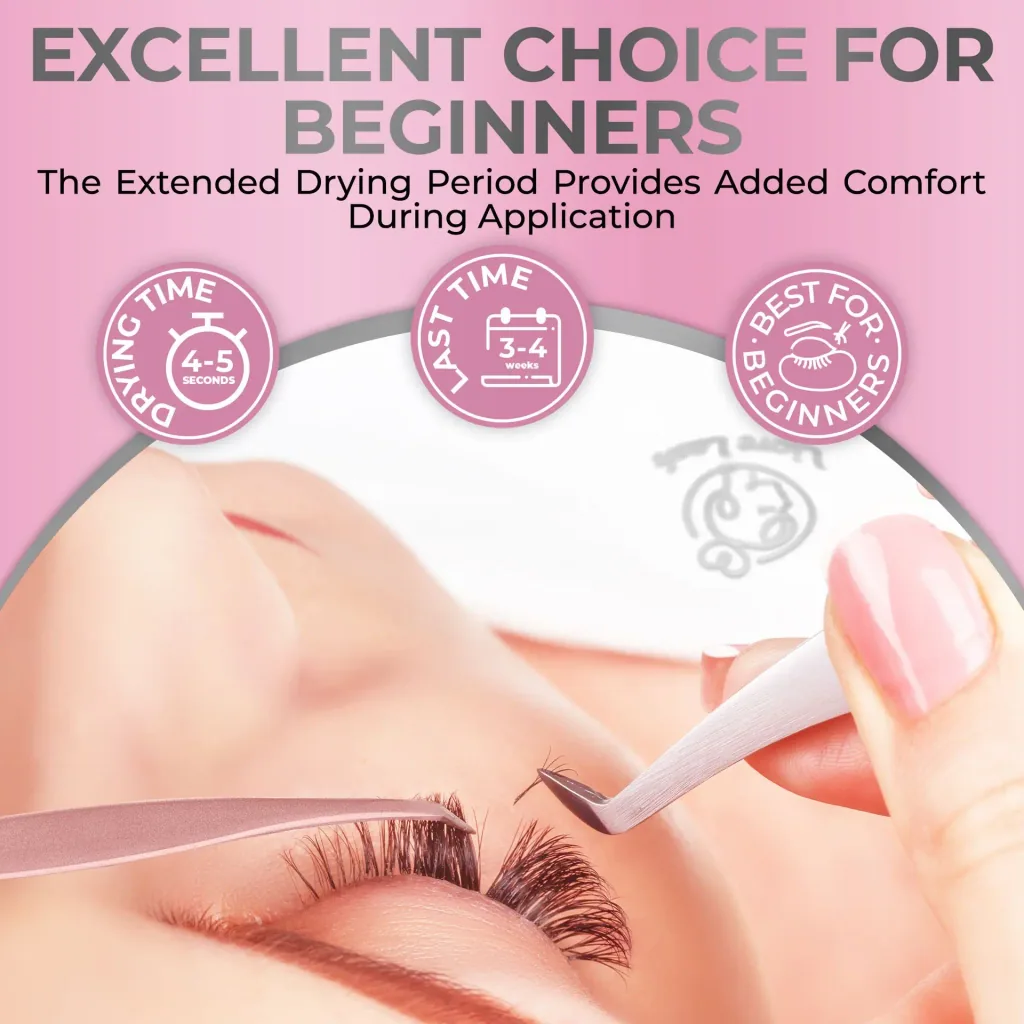 Ultra Sensitive Eyelash Adhesive Liore Lash – Strong Hold Lash Glue, 3–4 Weeks Retention, Glue for Eyelash Extensions (Dark Brown)