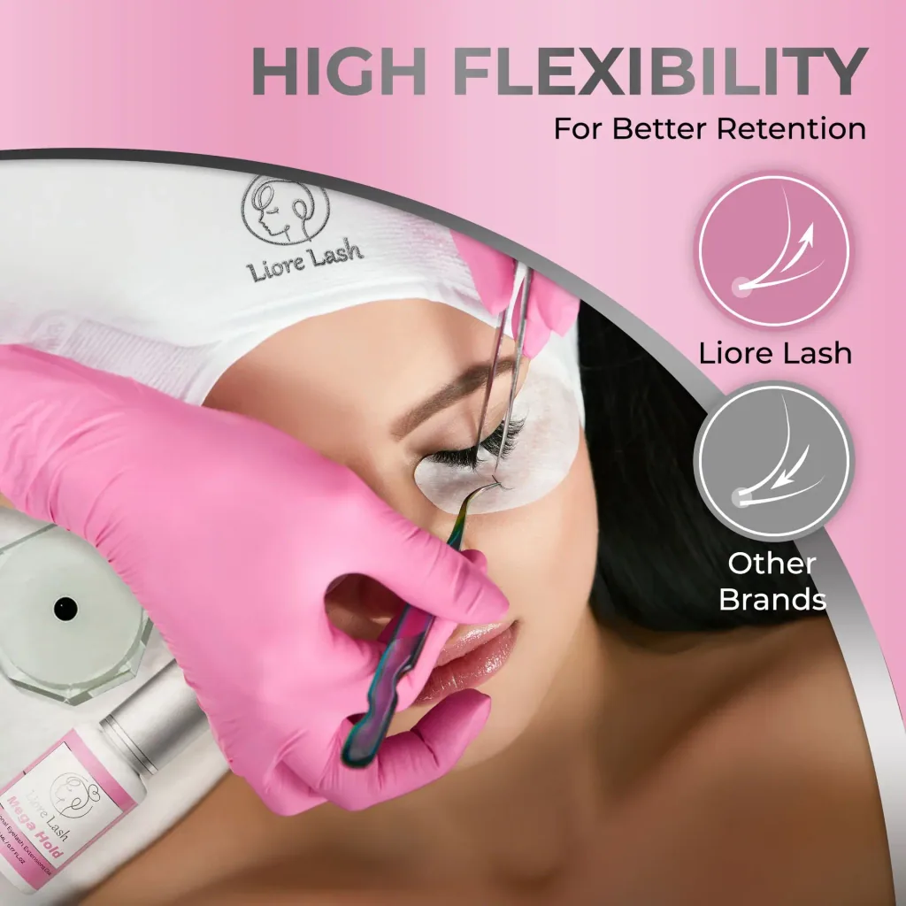 Eyelash Extension Glue Liore Lash / Mega Strong Hold 8 Weeks / 1 Sec Fast Dry/Black Adhesive Professional Supplies for Classic Volume Lashes