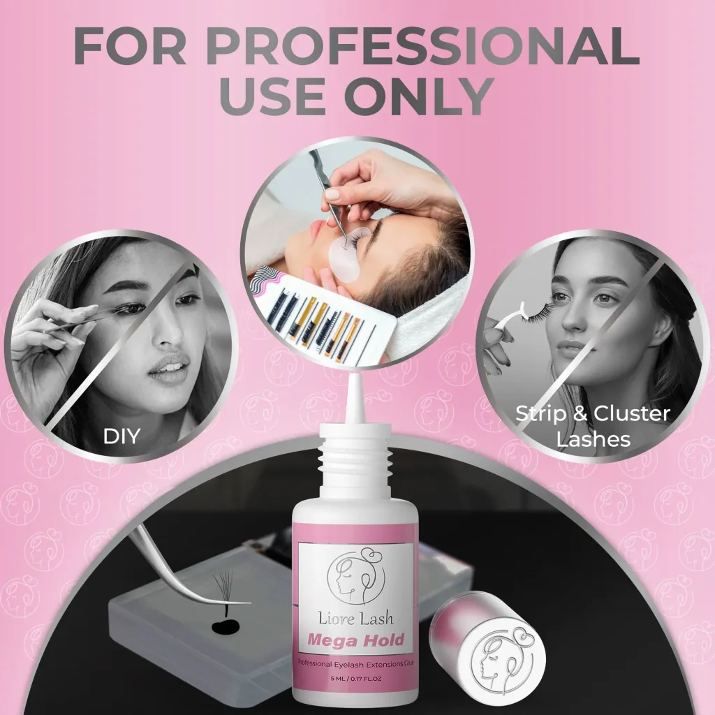 Eyelash Extension Glue Liore Lash / Mega Strong Hold 8 Weeks / 1 Sec Fast Dry/Black Adhesive Professional Supplies for Classic Volume Lashes