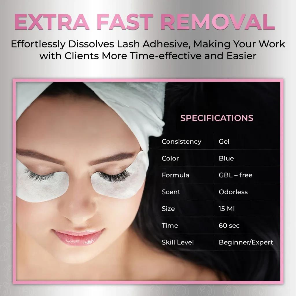 Eyelash Extension Gel Remover – Liore Lash Speedy Remover, Fast Lash Glue Removal in 60 Seconds, Professional Gel Formula for Eyelash Extensions, 15ml