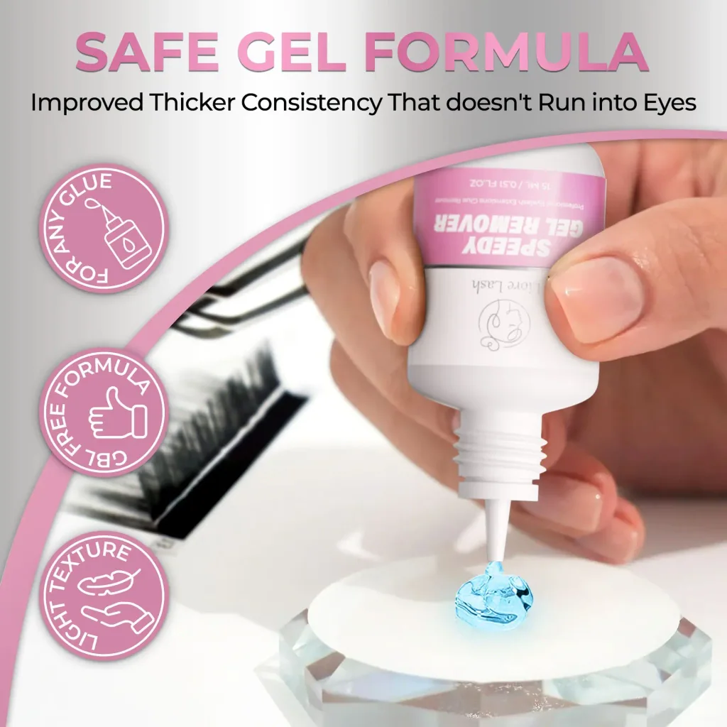 Eyelash Extension Gel Remover – Liore Lash Speedy Remover, Fast Lash Glue Removal in 60 Seconds, Professional Gel Formula for Eyelash Extensions, 15ml