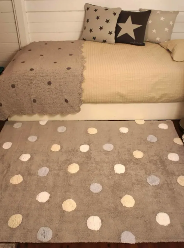 Lorena canals cotton carpet washable colored dots gray blue