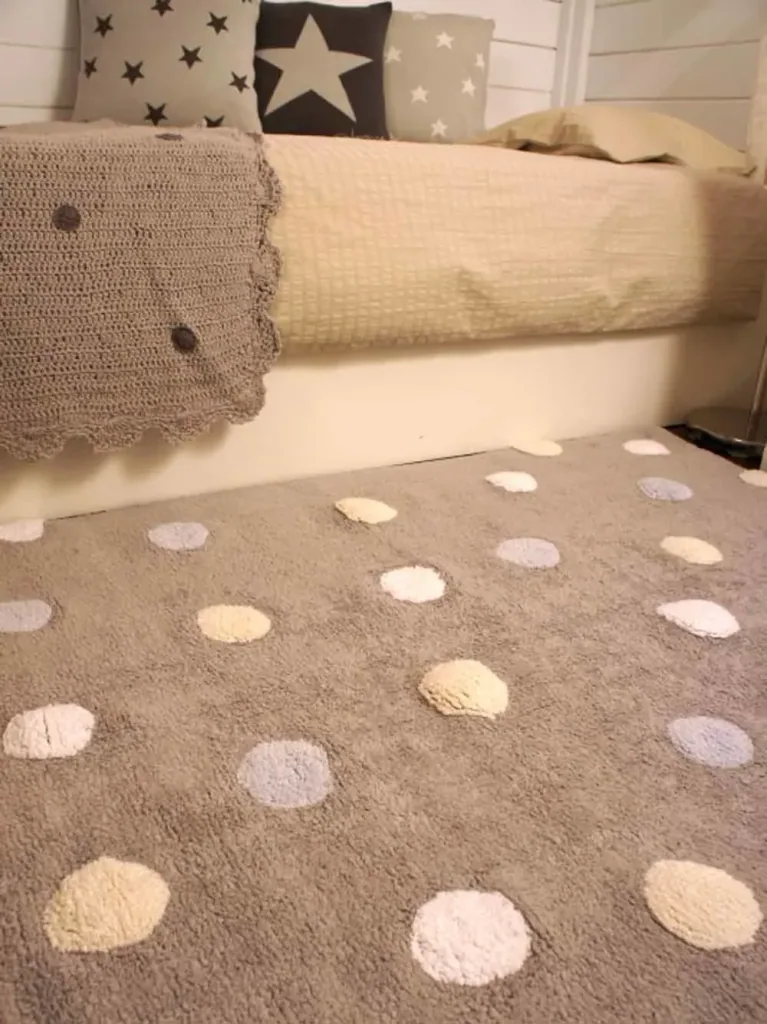 Lorena canals cotton carpet washable colored dots gray blue