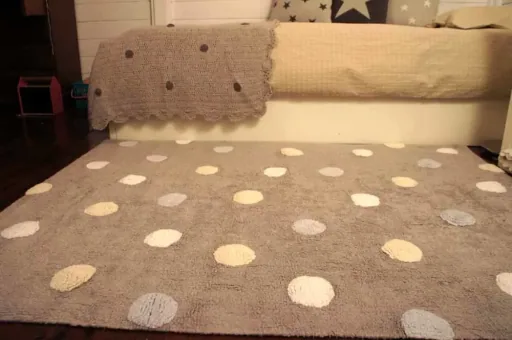 Lorena canals cotton carpet washable colored dots gray blue