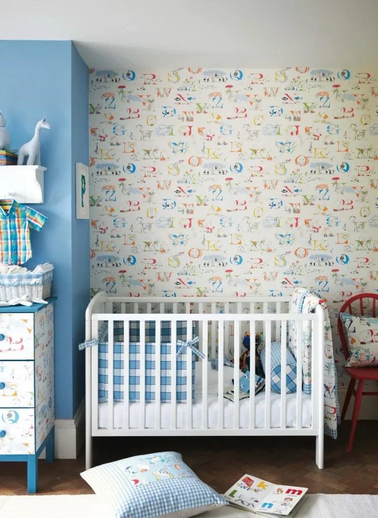 Little Sanderson Abracazoo Wallpaper Alphabet Creme Rainbow