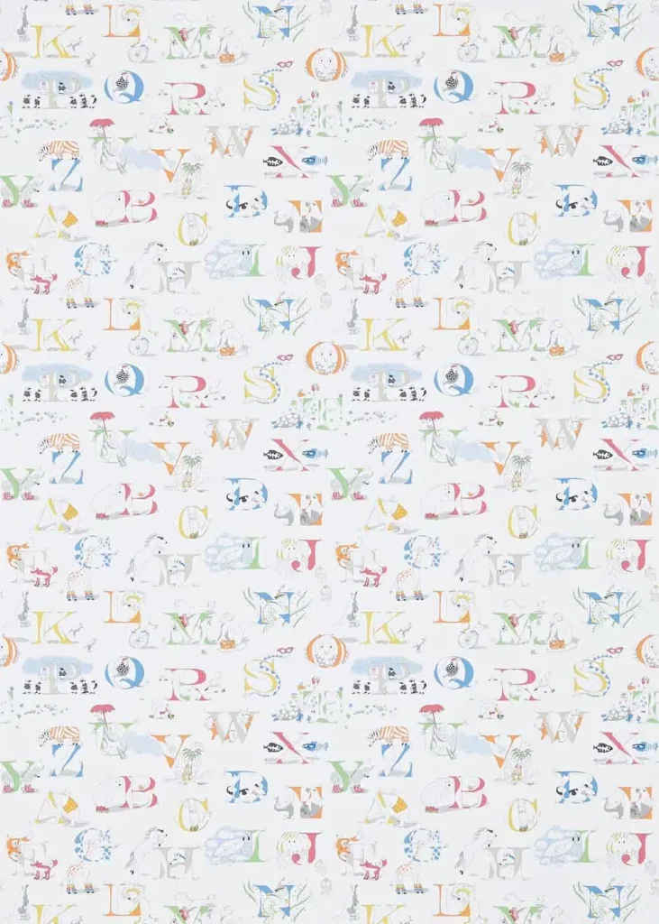 Little Sanderson Abracazoo Wallpaper Alphabet Creme Rainbow