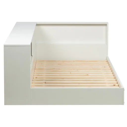 Wood cot with shelf white