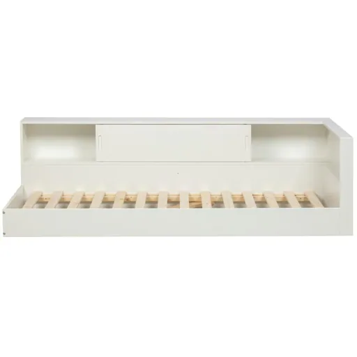 Wood cot with shelf white