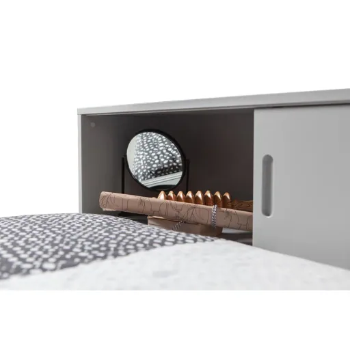 Wood cot with shelf gray