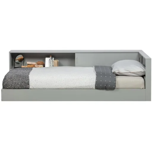 Wood cot with shelf gray