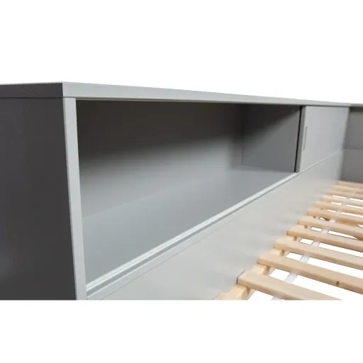 Wood cot with shelf gray