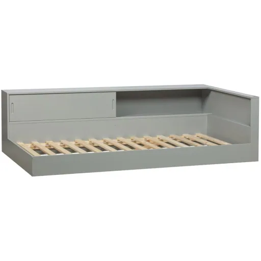 Wood cot with shelf gray