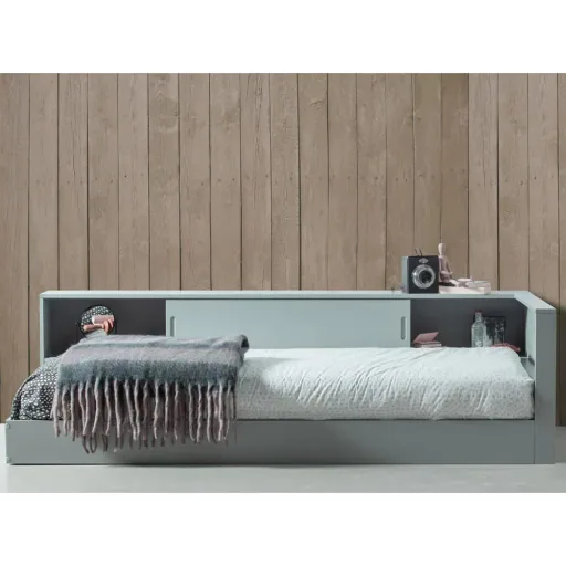 Wood cot with shelf gray