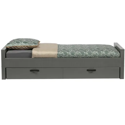 Wood bed drawer Morris clay gray
