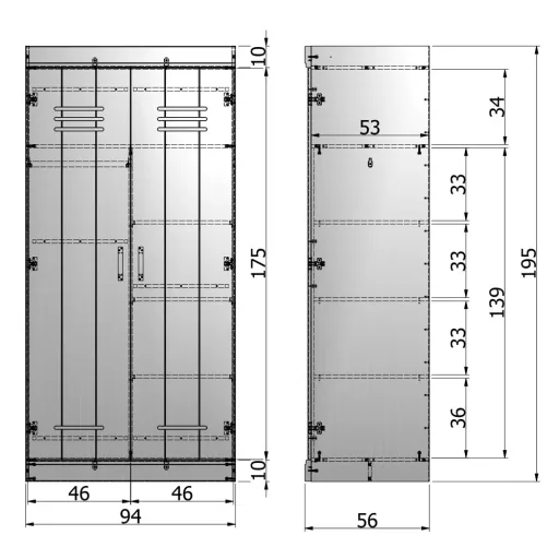 Wood addition interior division for 2 door cupboard