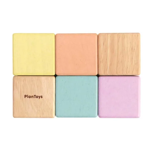 Plan Toys sensory blocks wood pastel