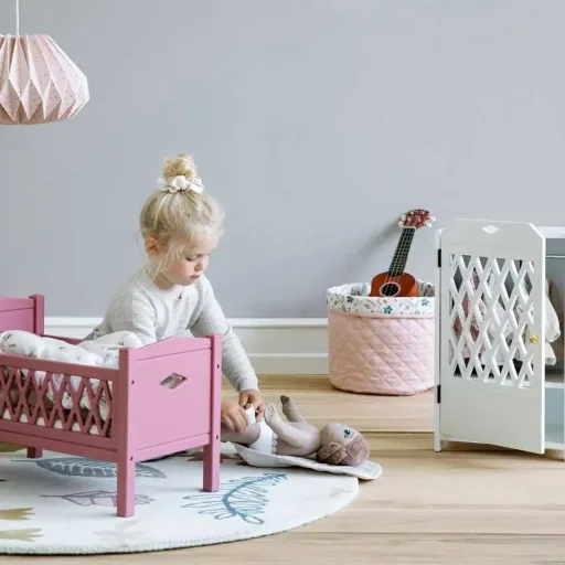 Cam cam carpet leaves cream pink