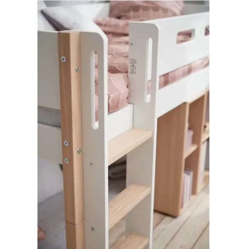 Flexa Nor Mittelhohes Bed Ladder weird white / oak