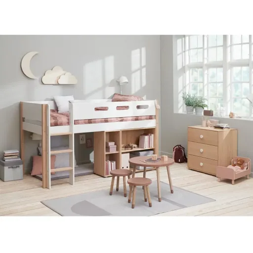 Flexa nor half - high bed ladder vertical white / oak