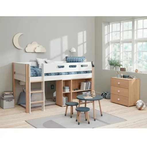 Flexa nor half - high bed ladder vertical white / oak