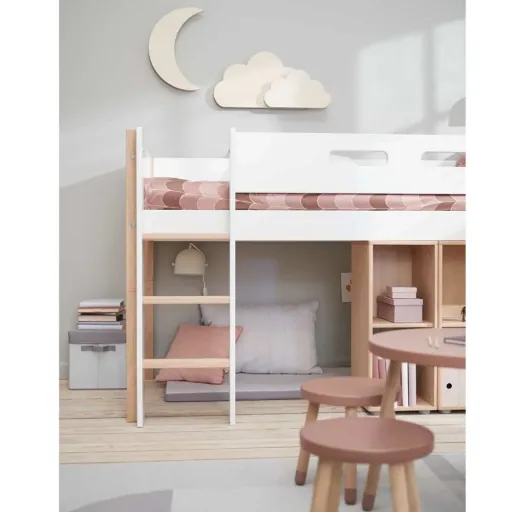 Flexa nor half - high bed ladder vertical white / oak